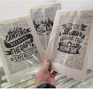 Life Is Better Around The Bonfire Camping Tent Vintage Dictionary Page Decor 3pg